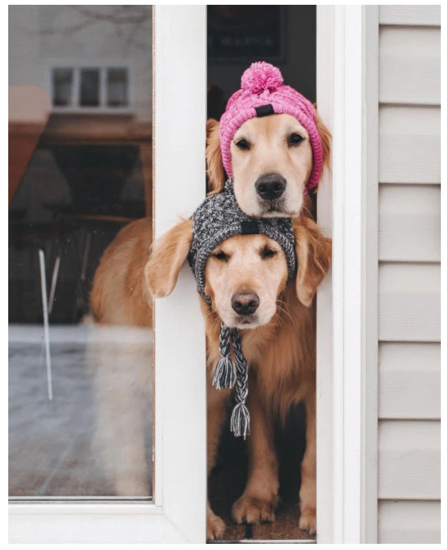 SUPERPET Winter Warm Dog Hat – Windproof Knitted Pet Cap with Fluffy Ball for French Bulldogs, Chihuahuas & Small Dogs