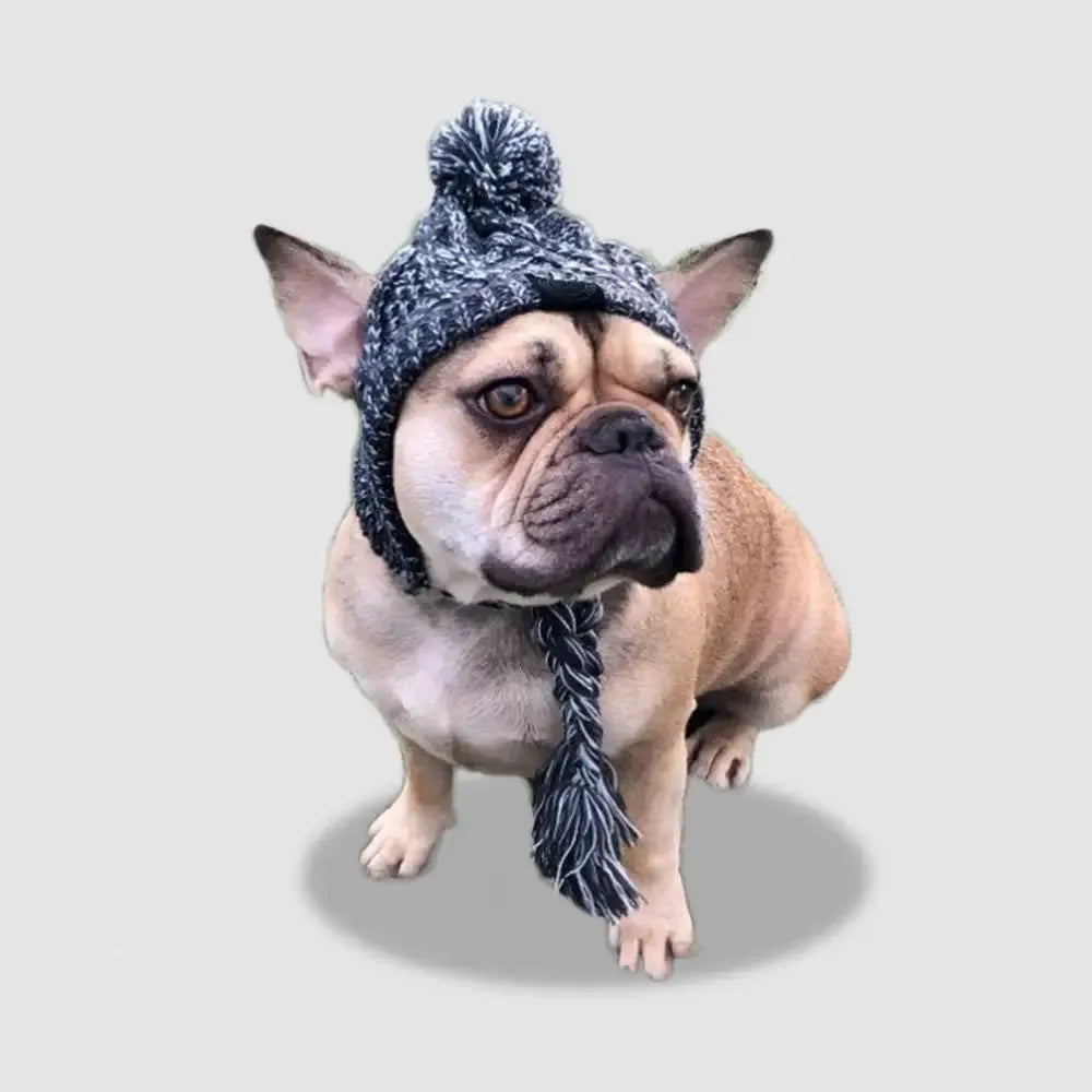 SUPERPET Winter Warm Dog Hat – Windproof Knitted Pet Cap with Fluffy Ball for French Bulldogs, Chihuahuas & Small Dogs