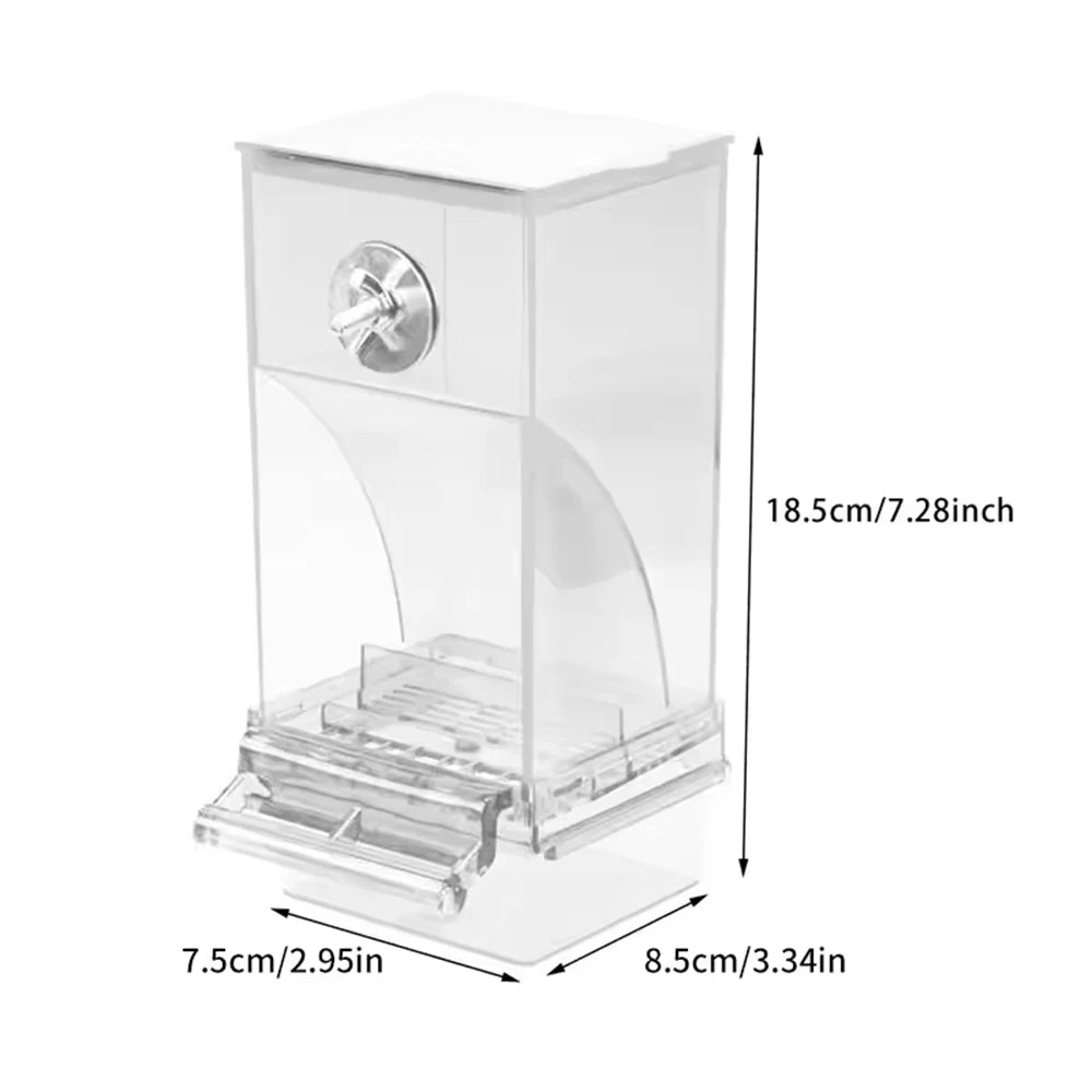 Parrot Feeder – Anti-Spill Transparent Bird Food Box, Clear Feeding Device for Parrots, Durable Bird Feeding Box