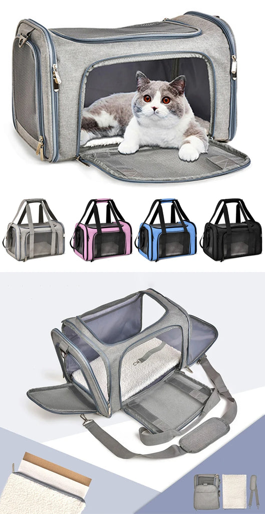 Portable Dog Cat Carrier Bag – Soft-Sided Backpack Pet Carrier, Travel Bags Airline Approved, Transport Handbag for Small Pets