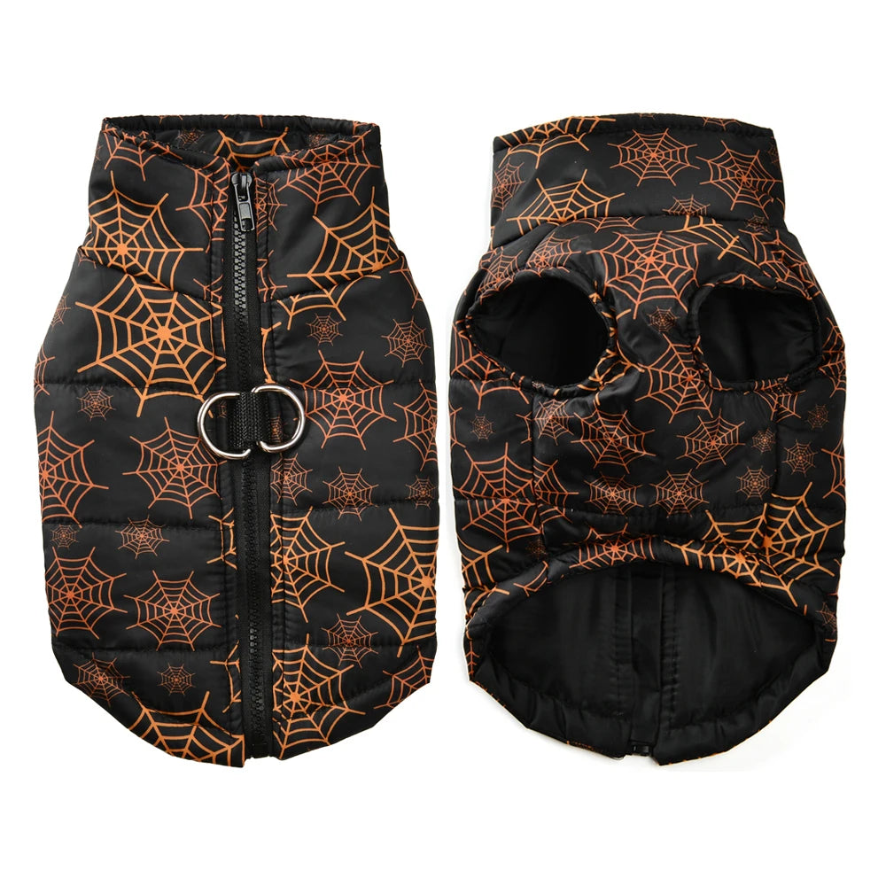 Halloween Pet Coat for Small & Medium Dogs – Warm Winter Vest with D-Ring, Festival Costume for French Bulldogs, Pugs & Cats