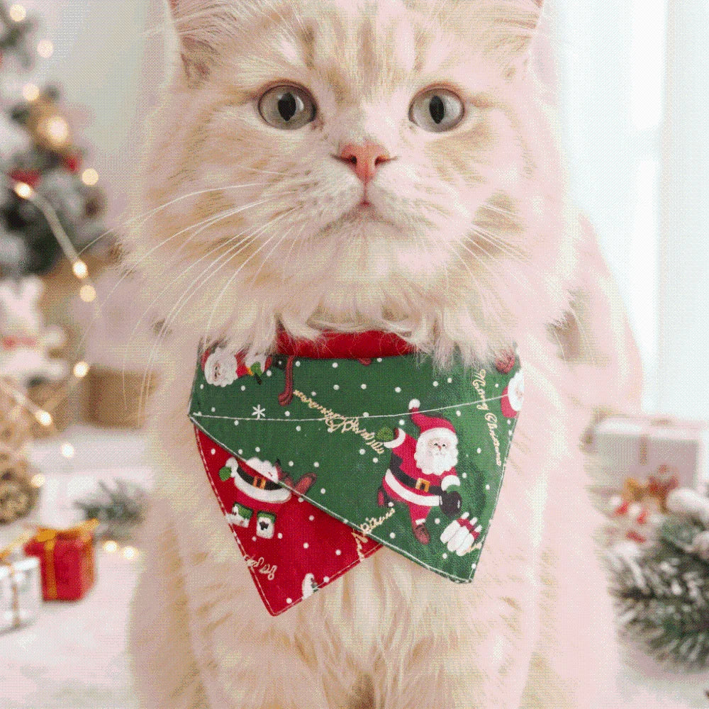 Christmas Pet Bandana – Soft & Adjustable Red Green Triangle Scarf for Dogs & Cats, Washable Saliva Towel & Holiday Neckwear