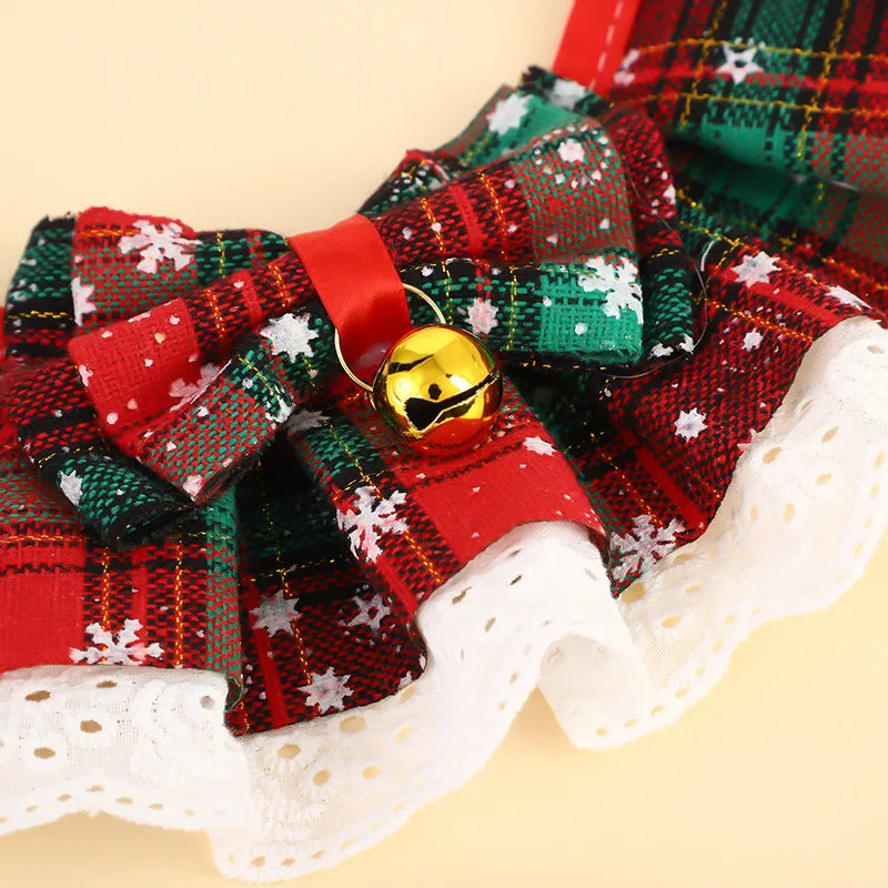 New Christmas Cat Collar with Bells – Dog Accessories for Small Dogs, Washable Scarf Bandana Collar Bibs