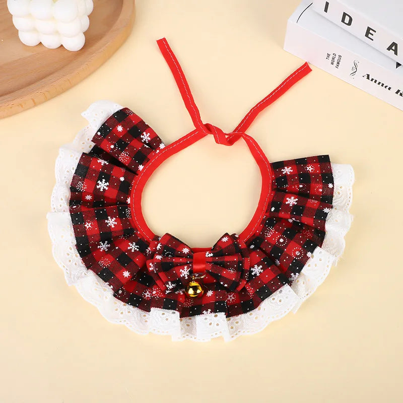 New Christmas Cat Collar with Bells – Dog Accessories for Small Dogs, Washable Scarf Bandana Collar Bibs