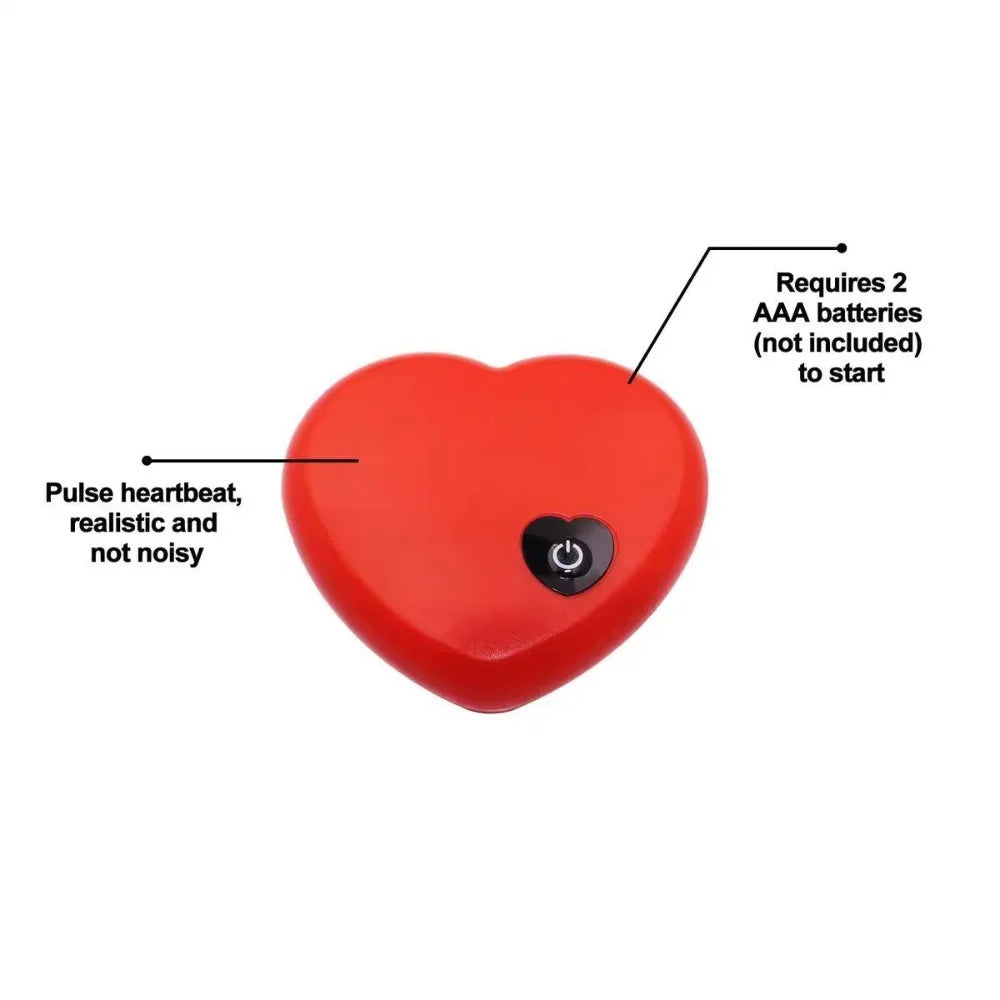 Red heart-shaped device with battery indicator on a white background