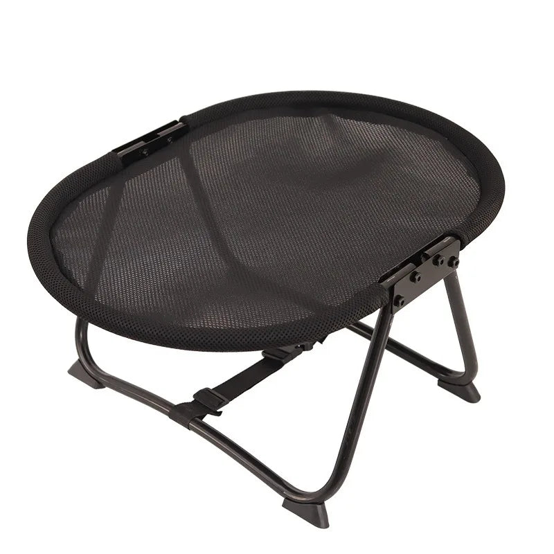 Black mesh camping chair on a white background