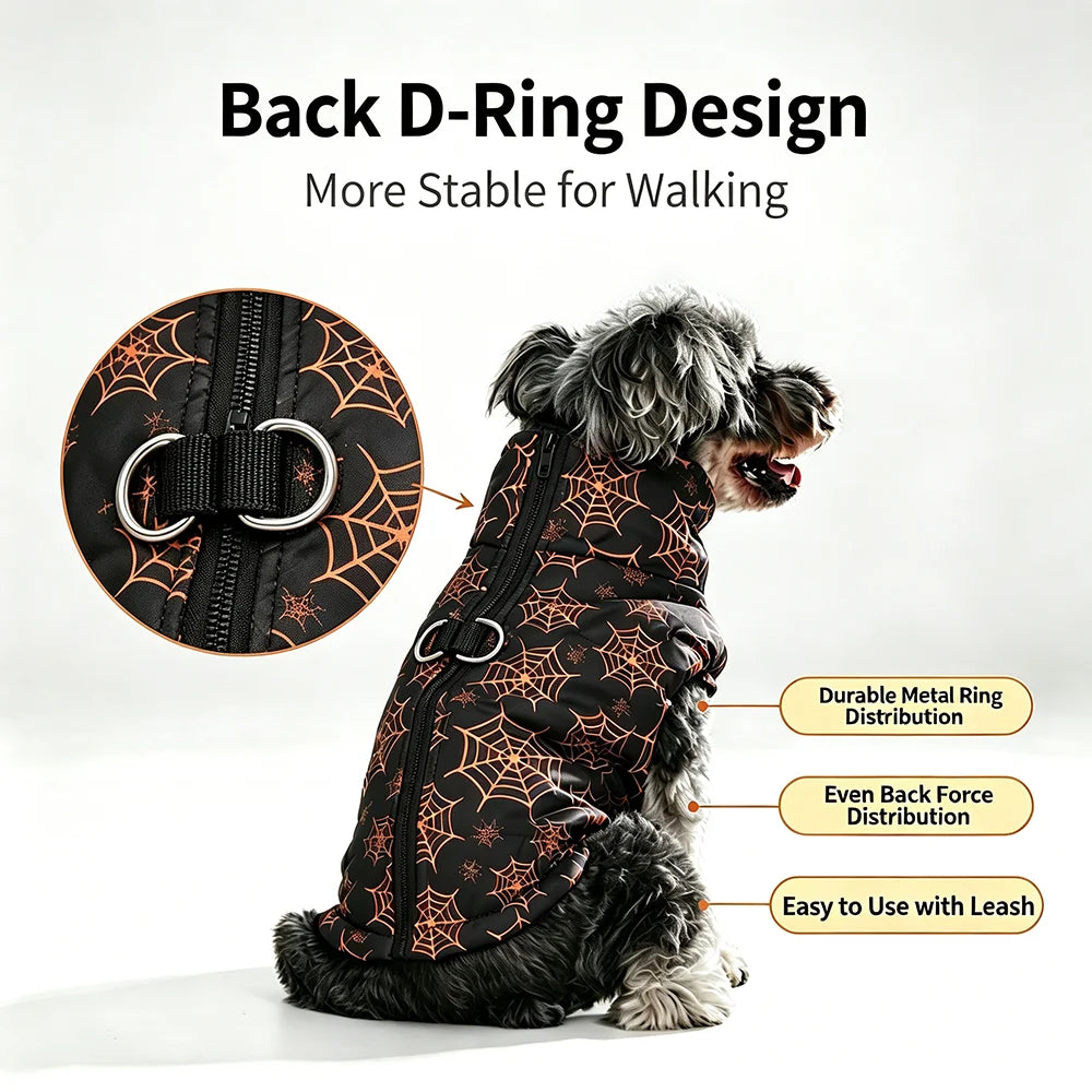 Halloween Pet Coat for Small & Medium Dogs – Warm Winter Vest with D-Ring, Festival Costume for French Bulldogs, Pugs & Cats