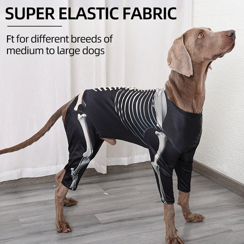 Halloween Skeleton Dog Costume – Bone Pattern Hoody Sweater & Jumpsuit for Large Dogs, Cosplay Outfit S-XXXL
