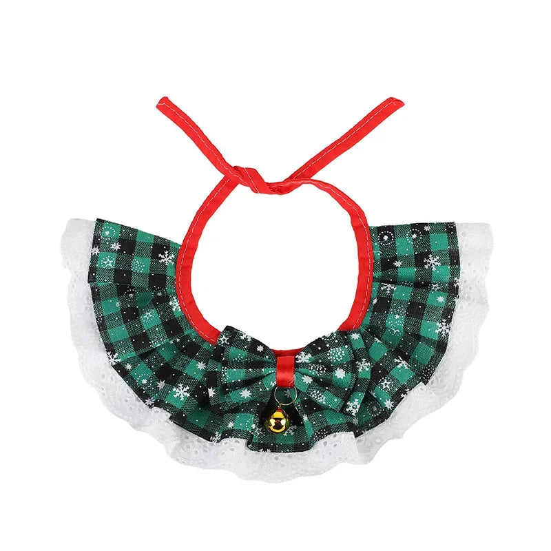 New Christmas Cat Collar with Bells – Dog Accessories for Small Dogs, Washable Scarf Bandana Collar Bibs