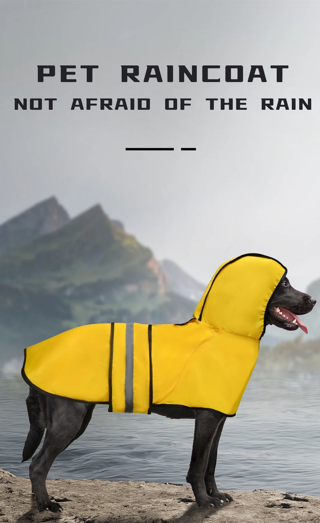 Waterproof Dog Raincoat with Hood – Reflective Strip Lightweight Pet Rain Jacket, Adjustable Strap Dog Rain Poncho for Medium & Large Dogs