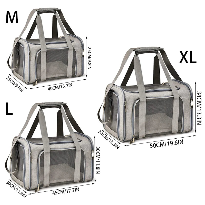 Portable Dog Cat Carrier Bag – Soft-Sided Backpack Pet Carrier, Travel Bags Airline Approved, Transport Handbag for Small Pets