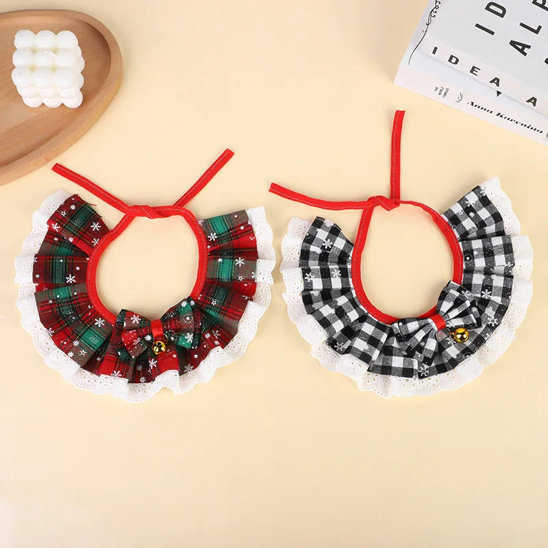 New Christmas Cat Collar with Bells – Dog Accessories for Small Dogs, Washable Scarf Bandana Collar Bibs