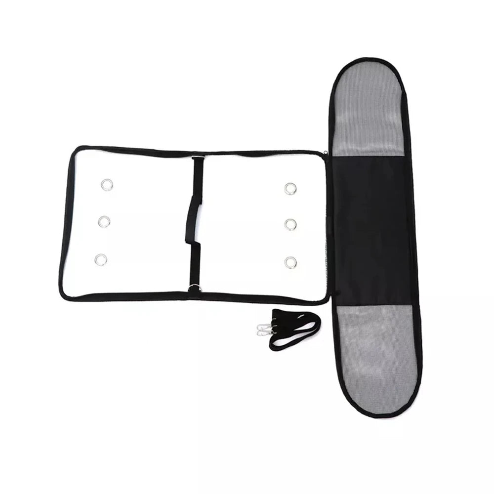 Black and gray pouch with a zipper on a white background