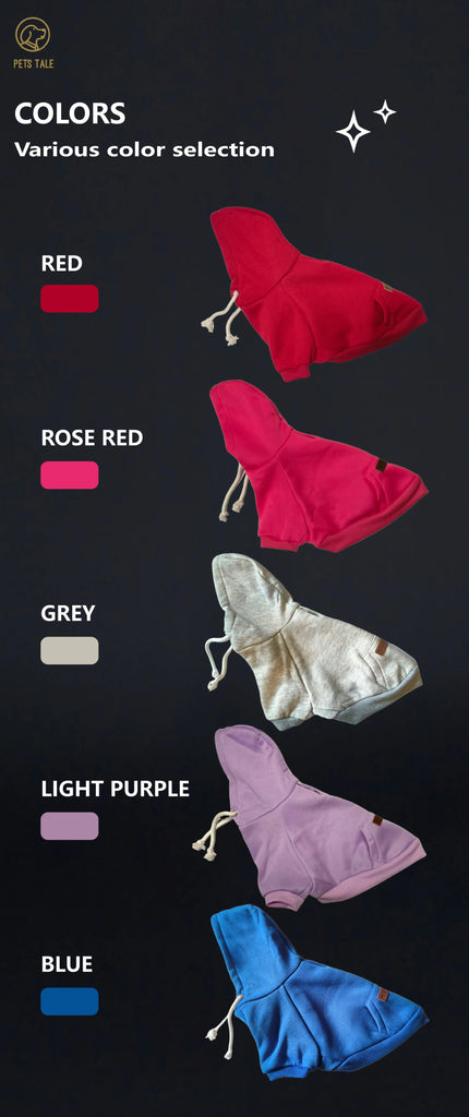 Color selection chart for various hoodies on a black background