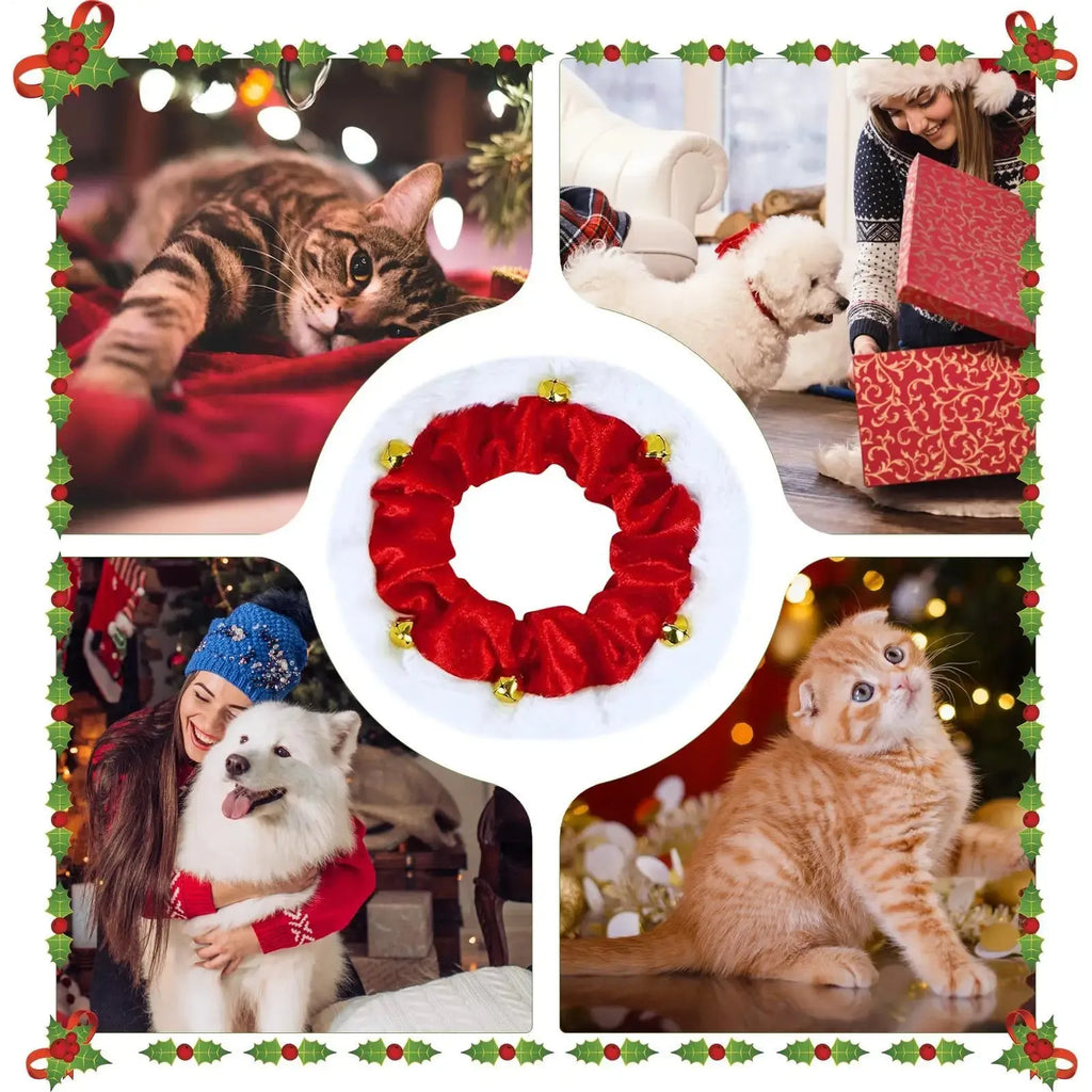 Christmas Dog Collar – Pet Cat Festive Neckwear, Stretchable Christmas Pet Collar with Bell for Hiking, Training, Outdoors & Indoors