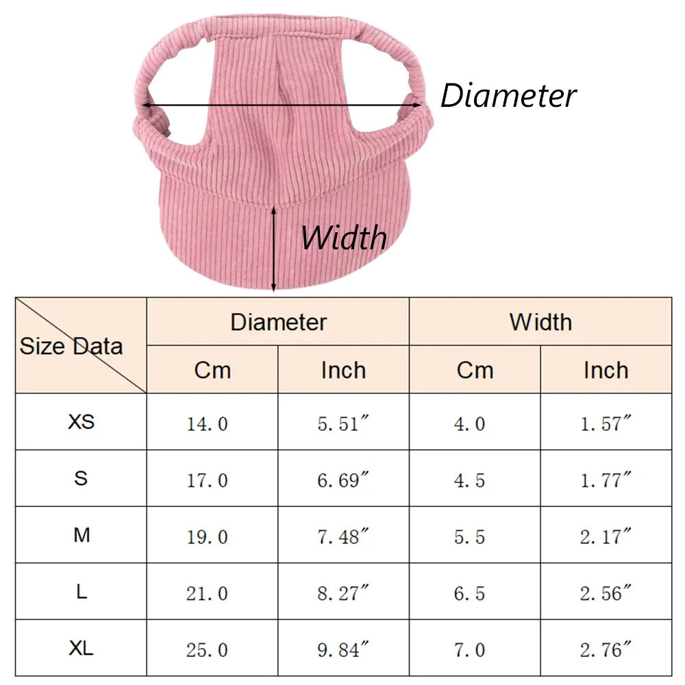 Measurement chart for a pink pet carrier with size dimensions in centimeters and inches.