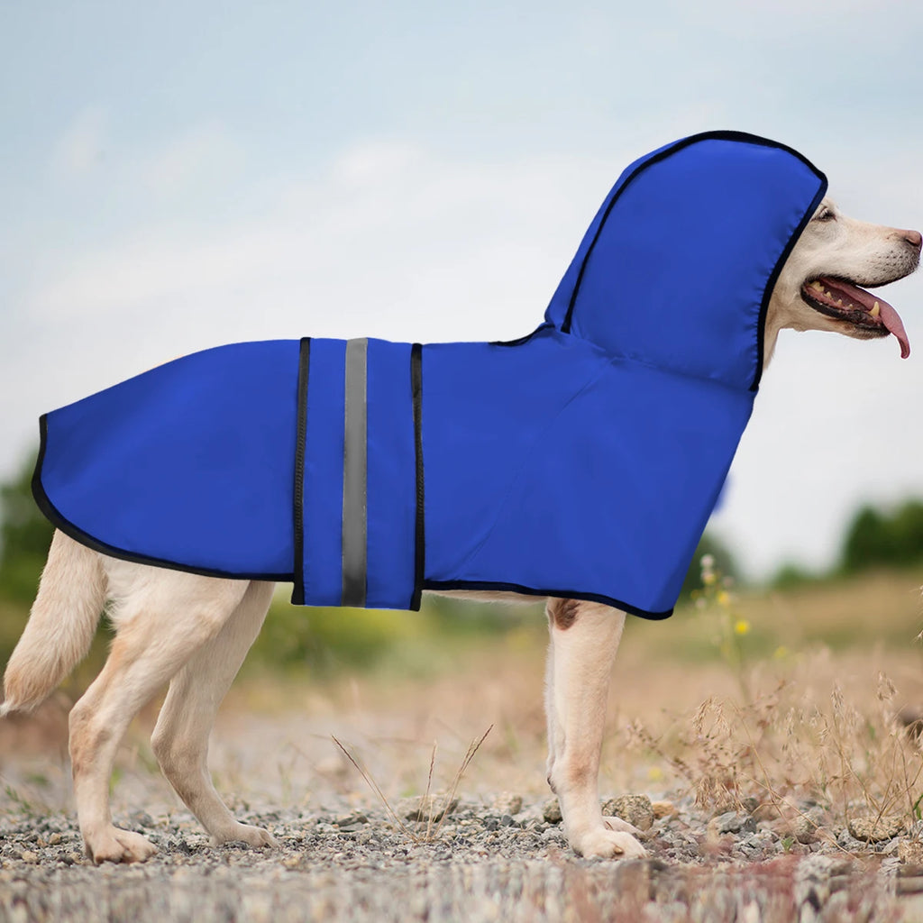 Waterproof Dog Raincoat with Hood – Reflective Strip Lightweight Pet Rain Jacket, Adjustable Strap Dog Rain Poncho for Medium & Large Dogs