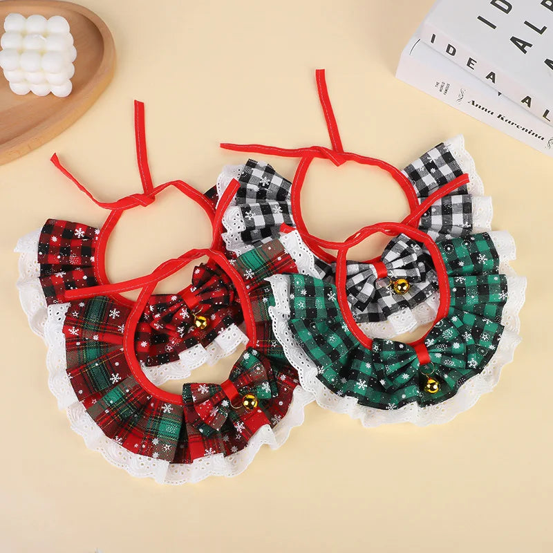 New Christmas Cat Collar with Bells – Dog Accessories for Small Dogs, Washable Scarf Bandana Collar Bibs