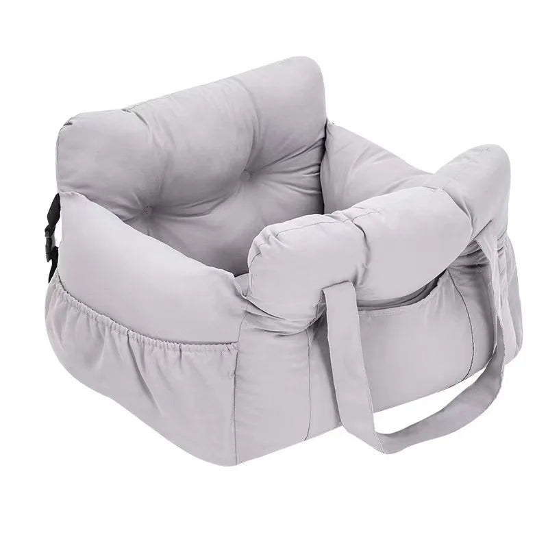 Dog Car Seat with Safety Belt – Non-Slip Pet Car Bed for Small Dogs, Washable Travel Carrier with Secure Straps for Safe Car Travel
