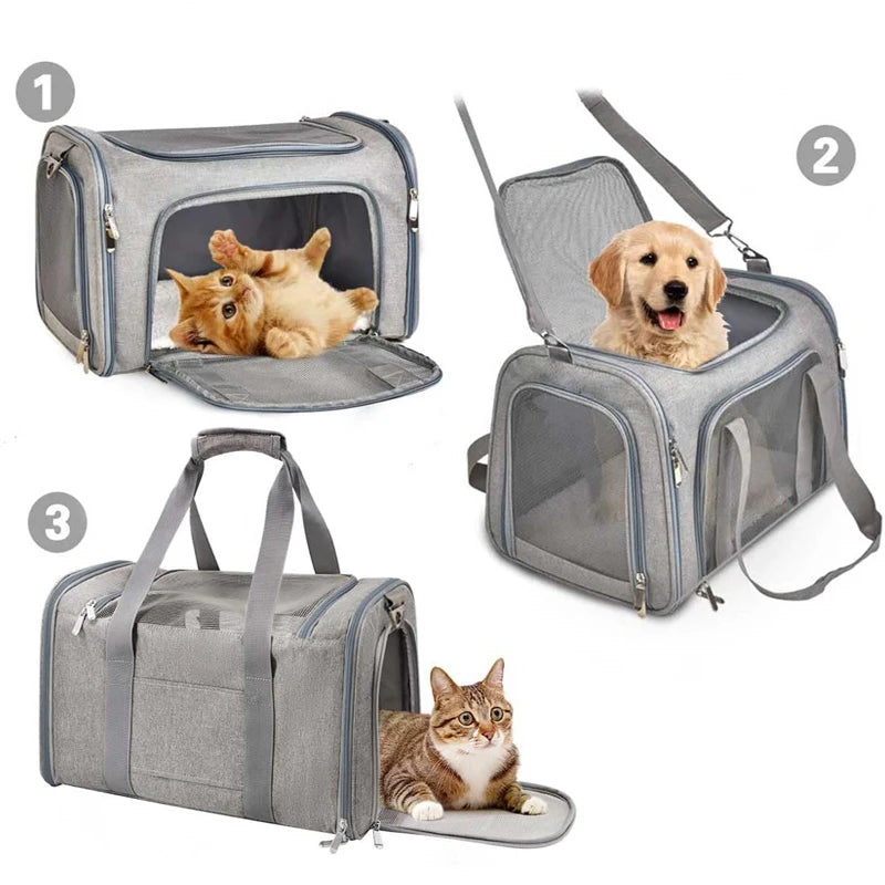 Portable Dog Cat Carrier Bag – Soft-Sided Backpack Pet Carrier, Travel Bags Airline Approved, Transport Handbag for Small Pets