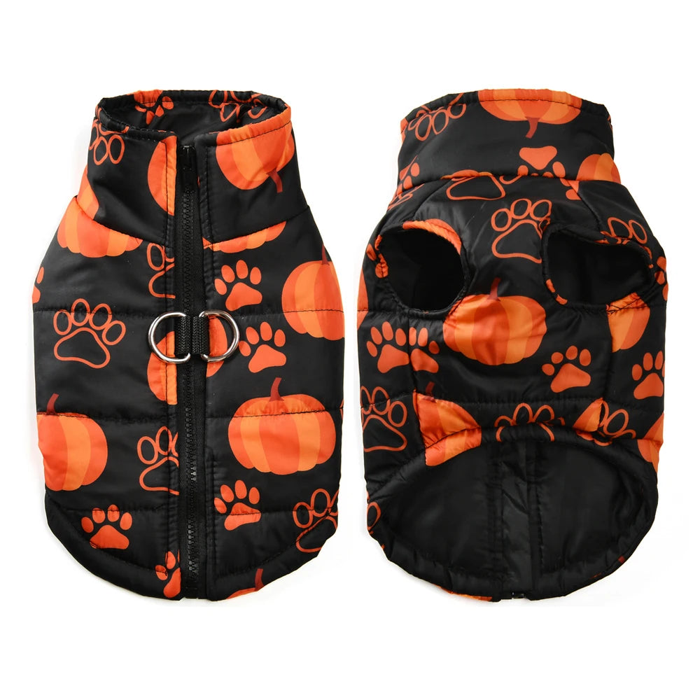 Halloween Pet Coat for Small & Medium Dogs – Warm Winter Vest with D-Ring, Festival Costume for French Bulldogs, Pugs & Cats