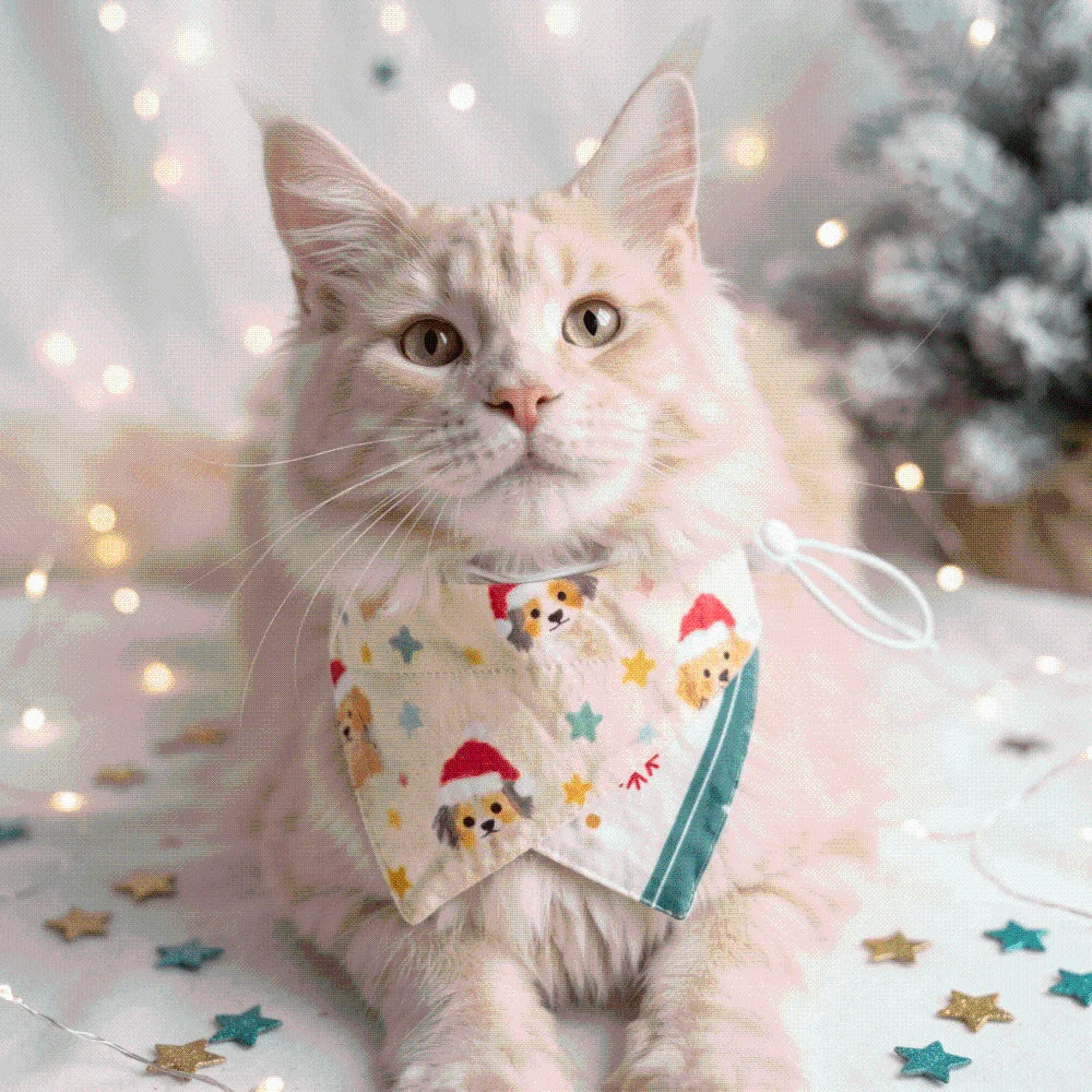 Christmas Pet Bandana – Soft & Adjustable Red Green Triangle Scarf for Dogs & Cats, Washable Saliva Towel & Holiday Neckwear