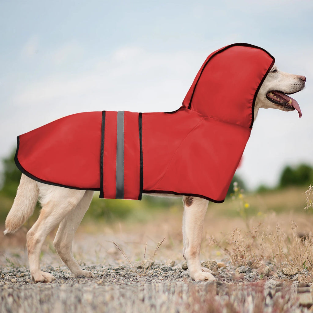 Waterproof Dog Raincoat with Hood – Reflective Strip Lightweight Pet Rain Jacket, Adjustable Strap Dog Rain Poncho for Medium & Large Dogs