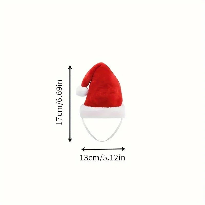 A red and white Santa hat with a white elastic loop, shown on a plain white background with black dimension arrows and text indicating 17 cm height and 13 cm width.