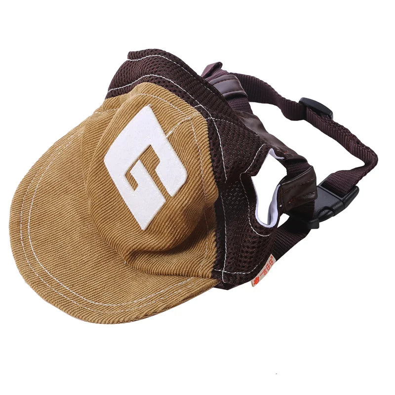 Brown cap with a white logo and brown strap on a white background