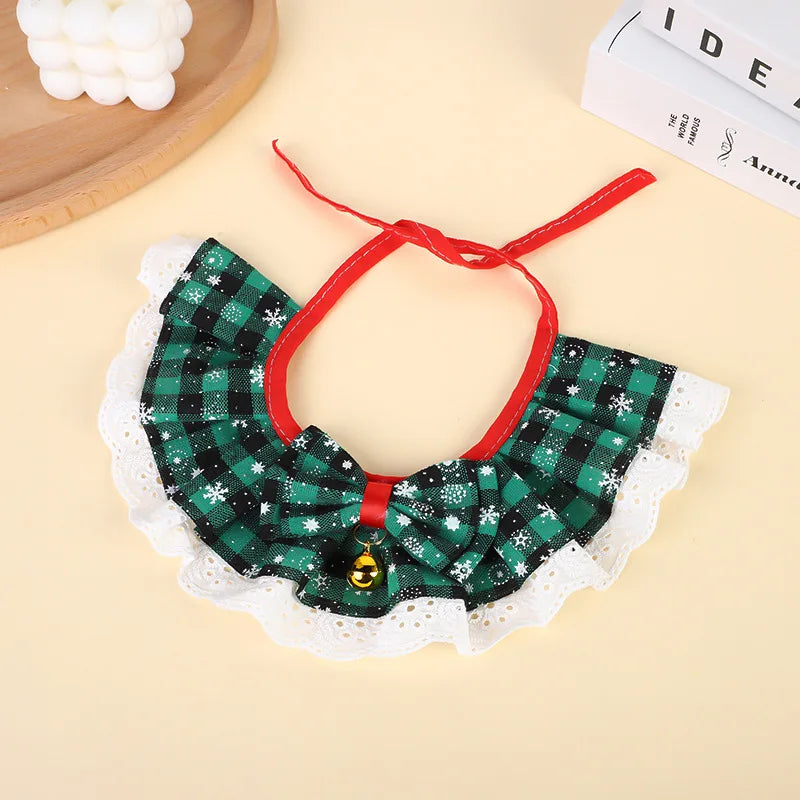 New Christmas Cat Collar with Bells – Dog Accessories for Small Dogs, Washable Scarf Bandana Collar Bibs