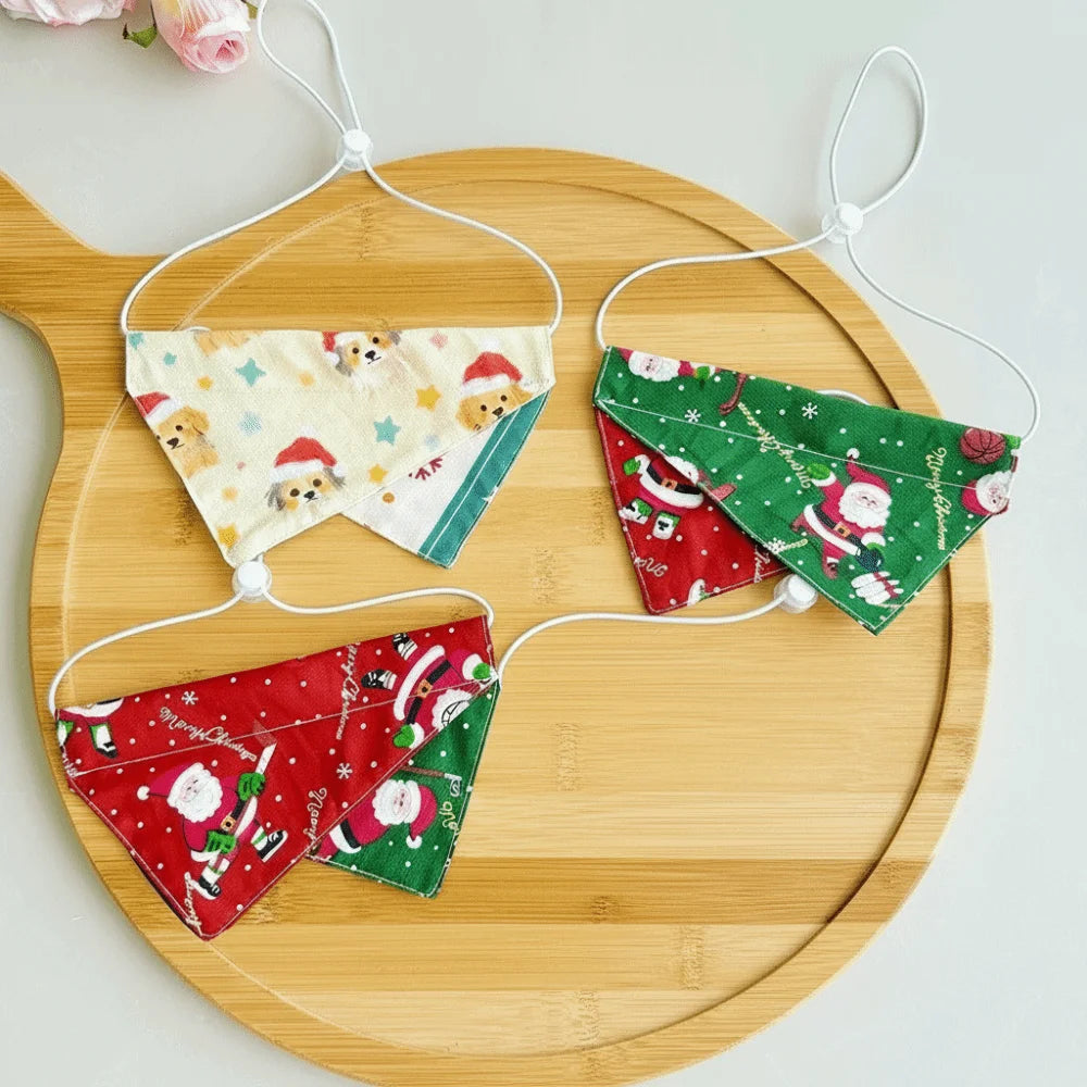 Christmas Pet Bandana – Soft & Adjustable Red Green Triangle Scarf for Dogs & Cats, Washable Saliva Towel & Holiday Neckwear