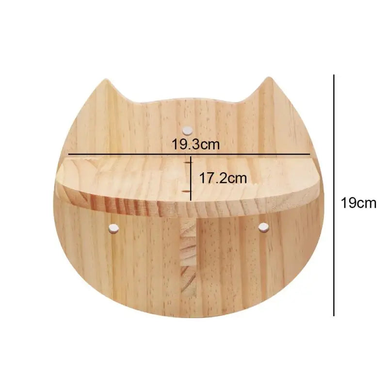 Wooden cat-shaped block with measurements on a white background