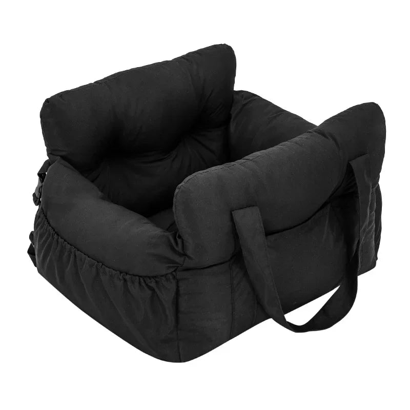 Dog Car Seat with Safety Belt – Non-Slip Pet Car Bed for Small Dogs, Washable Travel Carrier with Secure Straps for Safe Car Travel