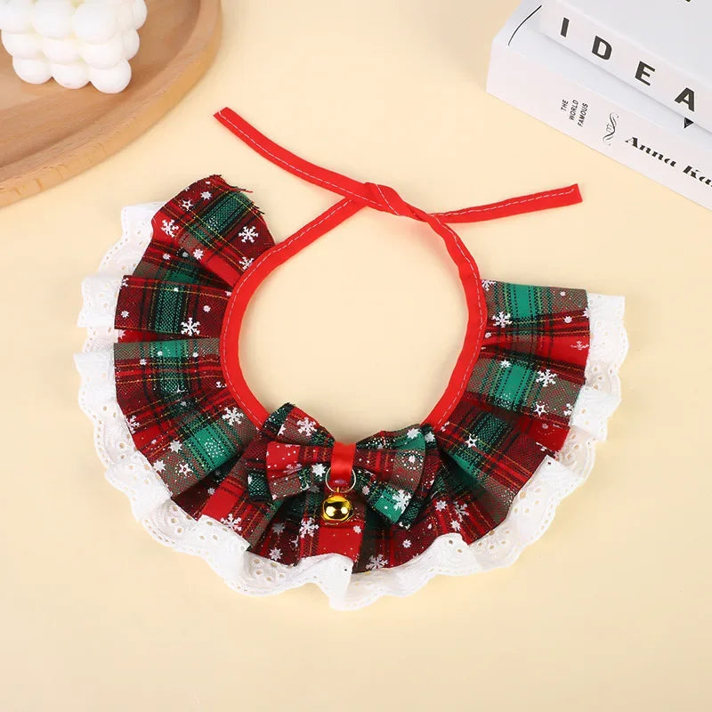 New Christmas Cat Collar with Bells – Dog Accessories for Small Dogs, Washable Scarf Bandana Collar Bibs