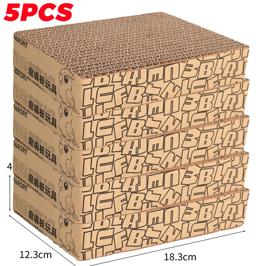 Stack of cardboard boxes with brand name and dimensions on a white background