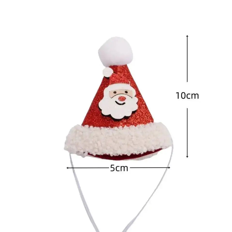 Red Santa Claus hat with white pom-pom on a white background, showing measurements.