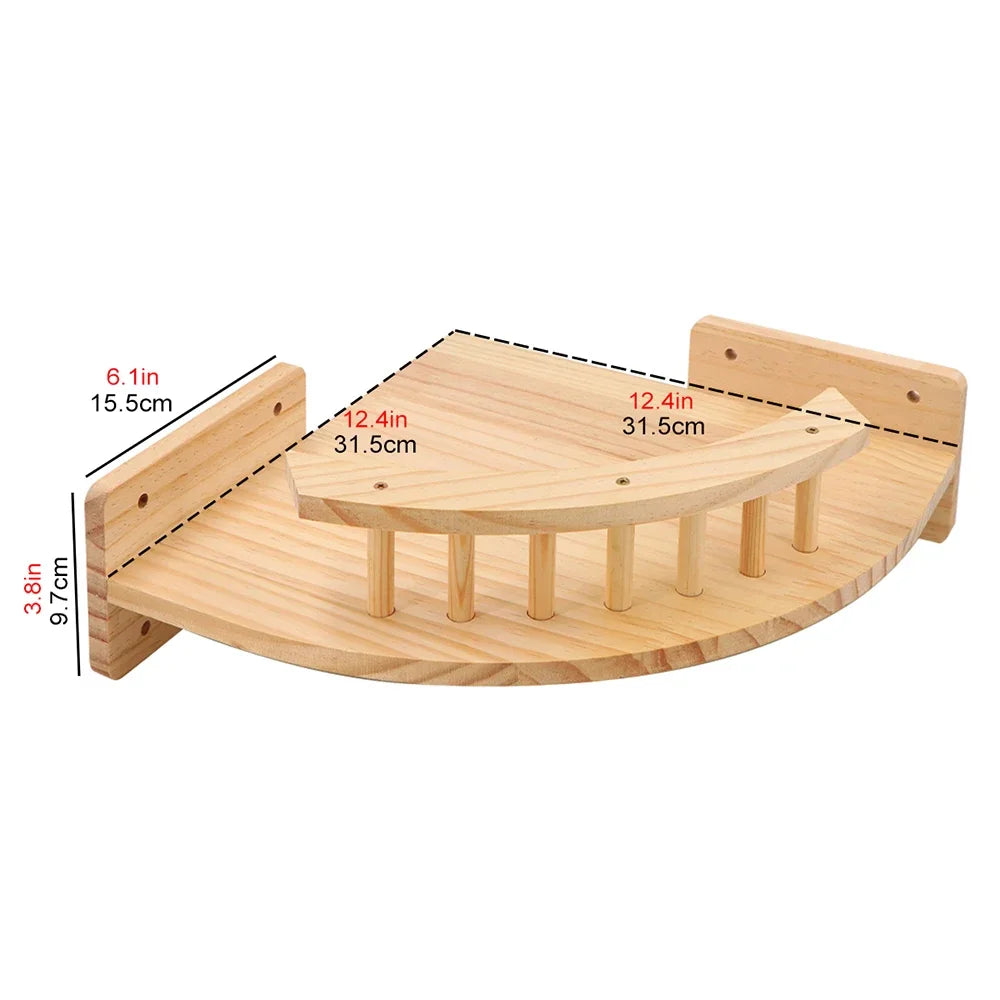 Wooden shelf with measurements on a white background
