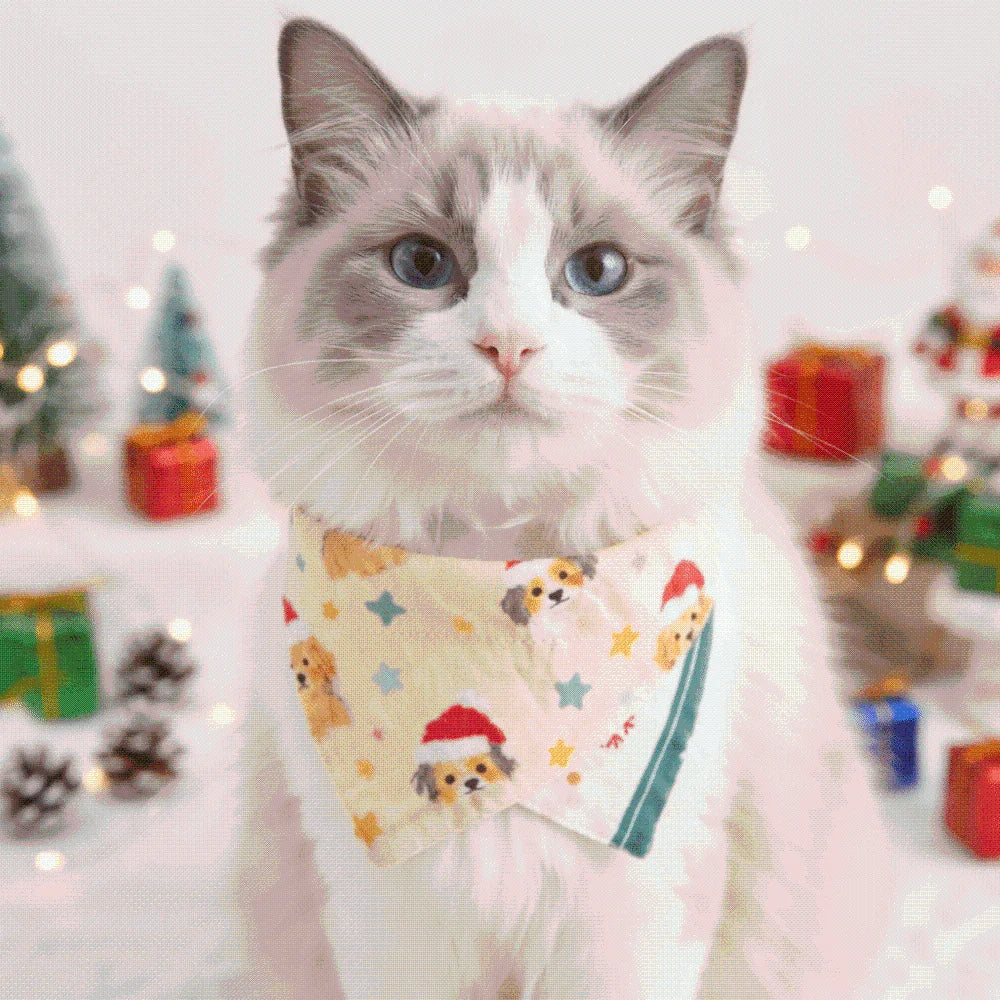 Christmas Pet Bandana – Soft & Adjustable Red Green Triangle Scarf for Dogs & Cats, Washable Saliva Towel & Holiday Neckwear