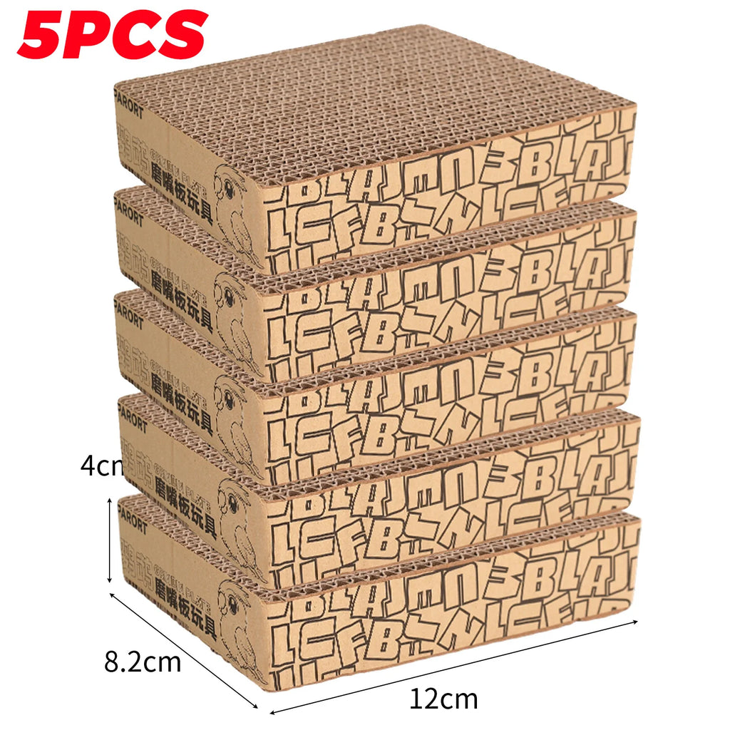 Stack of five cardboard boxes with dimensions and branding on a white background
