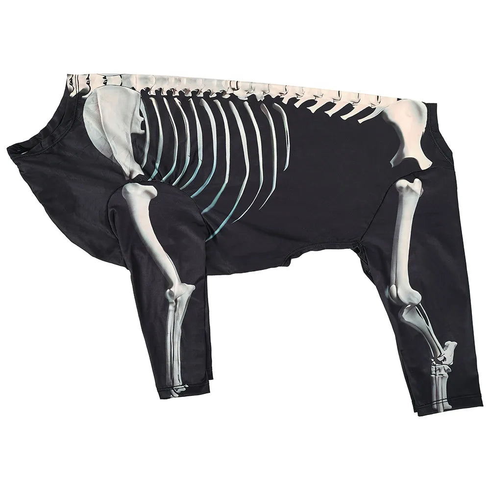 Halloween Skeleton Dog Costume – Bone Pattern Hoody Sweater & Jumpsuit for Large Dogs, Cosplay Outfit S-XXXL