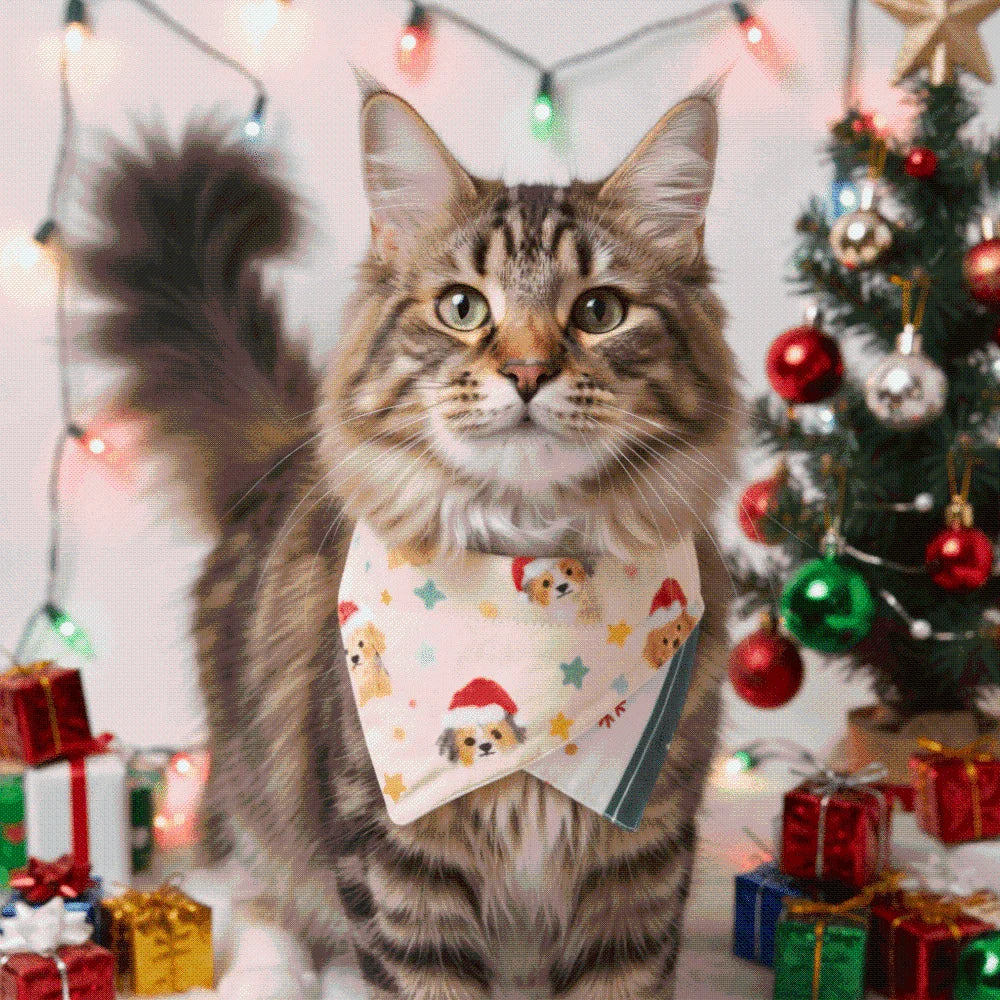 Christmas Pet Bandana – Soft & Adjustable Red Green Triangle Scarf for Dogs & Cats, Washable Saliva Towel & Holiday Neckwear