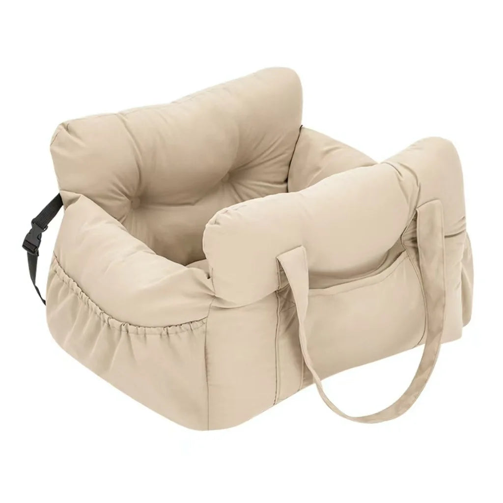 Dog Car Seat with Safety Belt – Non-Slip Pet Car Bed for Small Dogs, Washable Travel Carrier with Secure Straps for Safe Car Travel