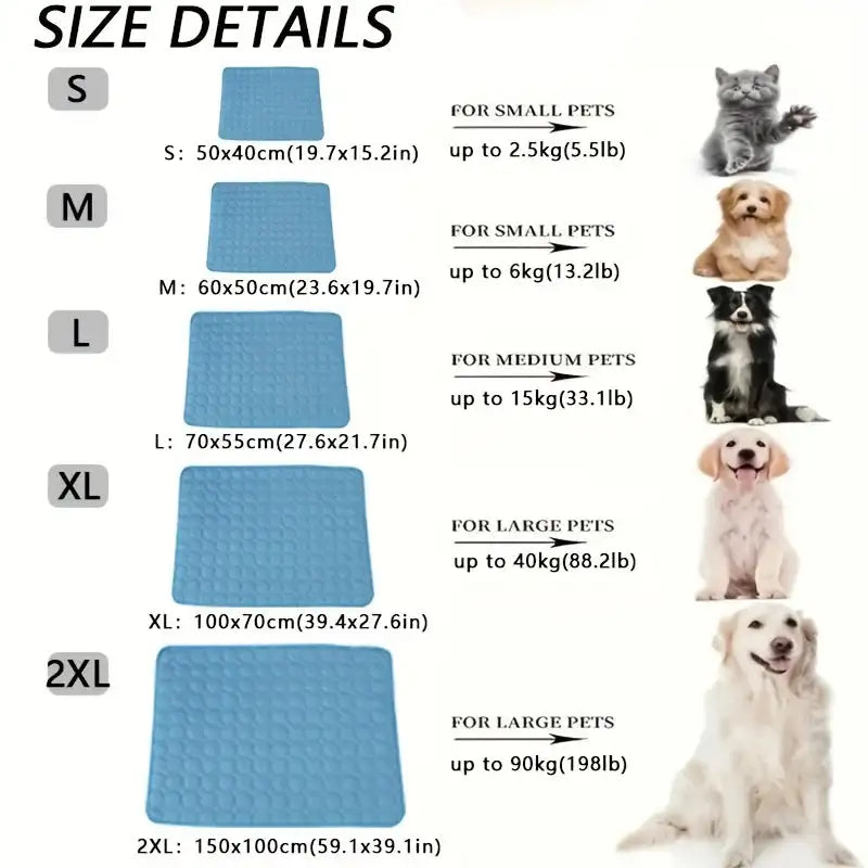 Extra Large Self-Cooling Pet Mat - For Dogs & Cats | Summer Cooling Pad Bed