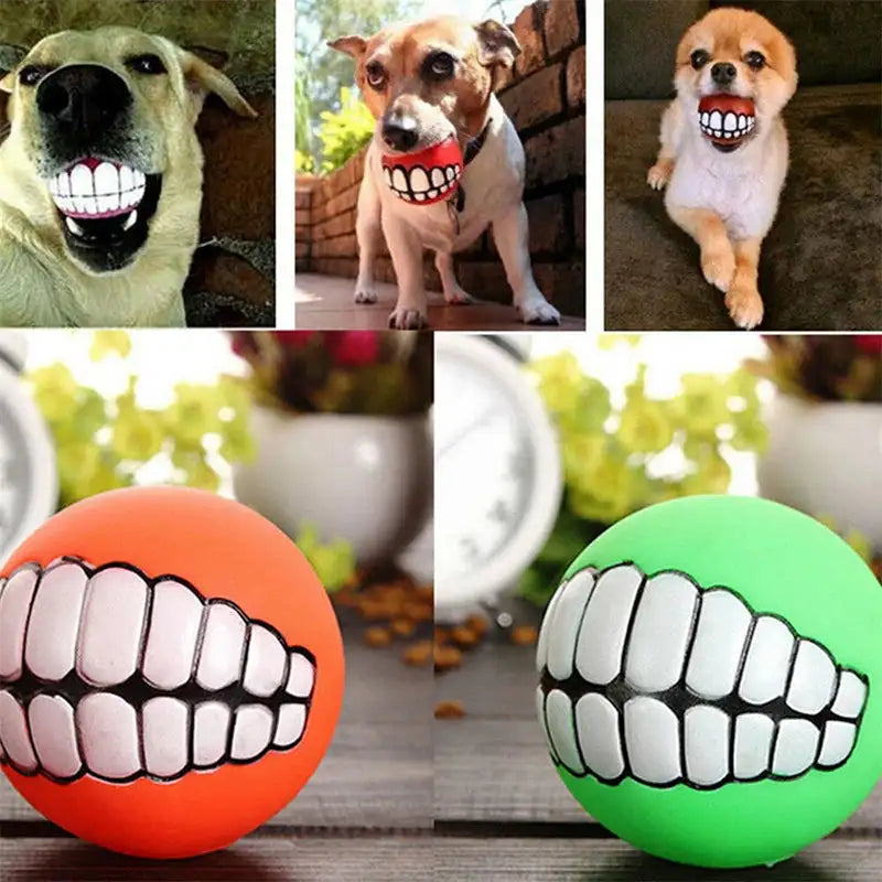 Squeaky Rubber Chew Ball – Funny Dental Toy for Puppies & Dogs, Interactive Play