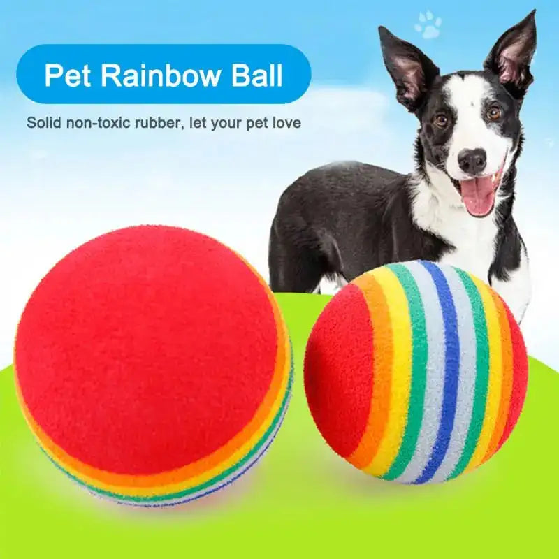 Rainbow EVA Pet Ball – Durable Chew & Fetch Toy for Cats & Small Dogs