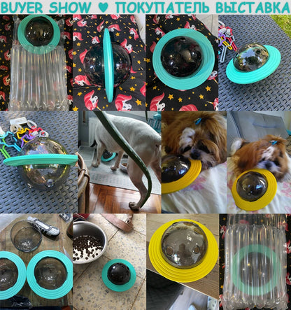 2-in-1 Flying Disc & Slow Feeder Puzzle Toy for Dogs/Cats - IQ Training, Anti-Choke, Durable Chew
