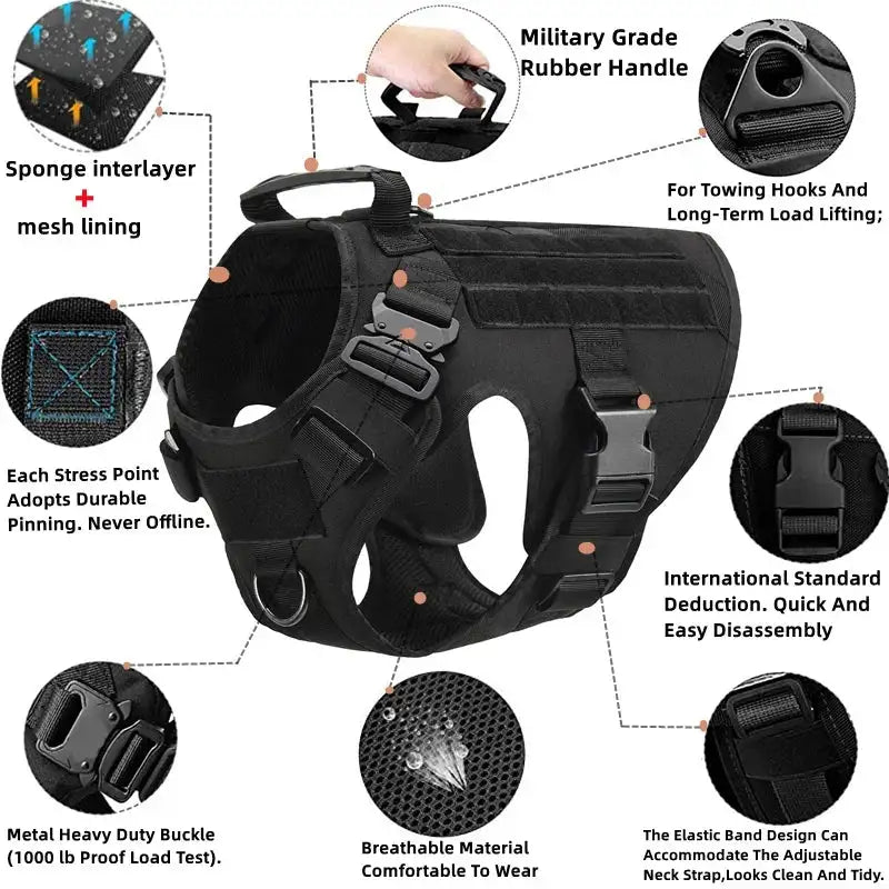 Tactical Military Dog Harness & Leash Set: Unleash Your Dog's Potential! 🐾