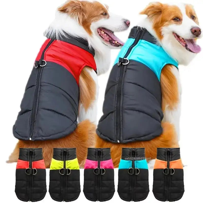 Waterproof Winter Dog Jacket - Warm Padded Vest w/ Zipper for Small, Medium, Large Dogs & Cats