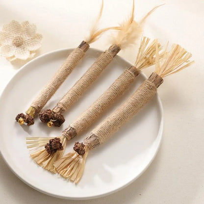 22cm Silvervine & Catnip Dental Chew Stick - Sisal Cat Scratching Toy for Teeth Cleaning & Training