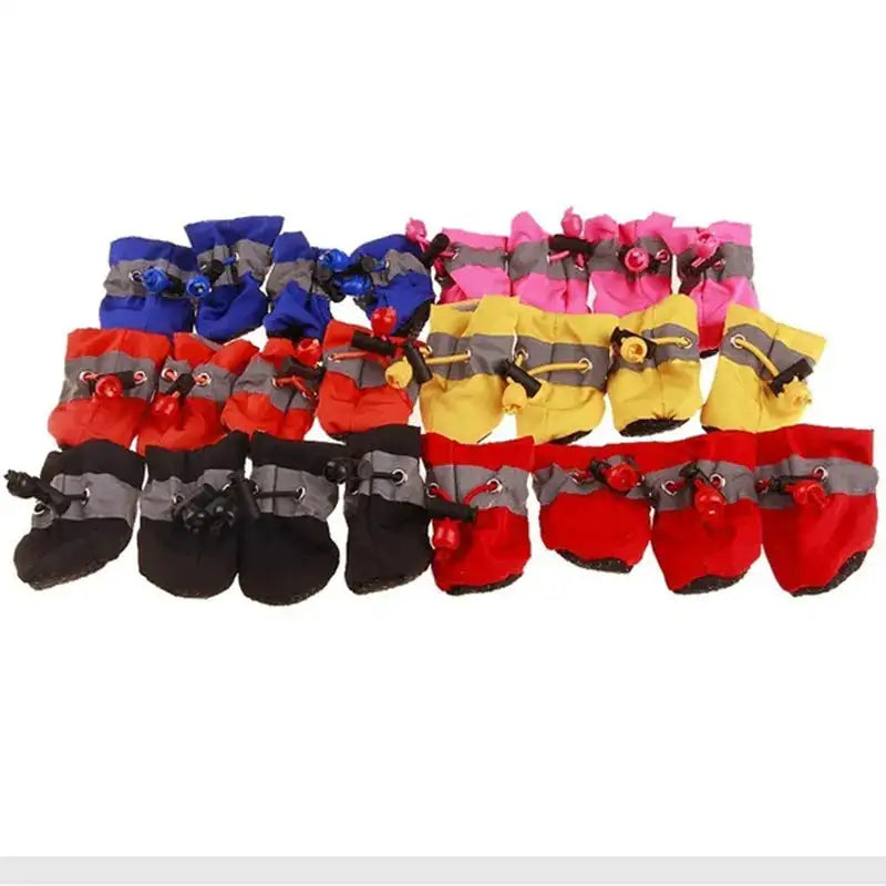 4pcs Waterproof Pet Dog Shoes - Anti-Slip Rain Boots for Small Dogs and Cats - Durable Footwear for All Weather